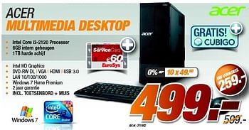 Promoties Acer multimedia desktop - Acer - Geldig van 27/08/2012 tot 09/09/2012 bij Auva