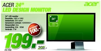 Promoties Acer 24 led design monitor - Acer - Geldig van 27/08/2012 tot 09/09/2012 bij Auva
