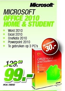 Promoties Microsoft office 2010 home + student - Microsoft - Geldig van 27/08/2012 tot 09/09/2012 bij Auva