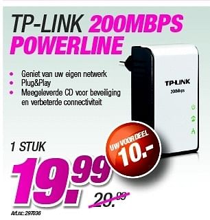 Promoties Tp-link 200mbps powerline - TP-LINK - Geldig van 27/08/2012 tot 09/09/2012 bij Auva