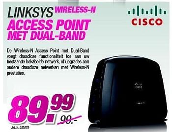 Promoties Linksys wireless-n access point met dual-band - Cisco - Geldig van 27/08/2012 tot 09/09/2012 bij Auva