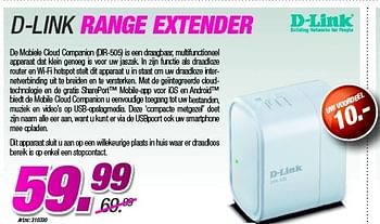 Promoties D-link range extender - D-Link - Geldig van 27/08/2012 tot 09/09/2012 bij Auva