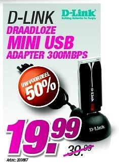Promoties D-link draadloze mini usb adapter 300mbps - D-Link - Geldig van 27/08/2012 tot 09/09/2012 bij Auva