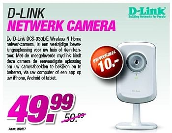 Promotions D-link netwerk camera - D-Link - Valide de 27/08/2012 à 09/09/2012 chez Auva