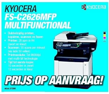 Promoties Kyocera fs-c2626mfp multifunctional - Kyocera - Geldig van 27/08/2012 tot 09/09/2012 bij Auva