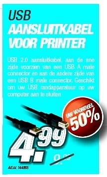 Promoties Usb aansluitkabel voor printer - Huismerk - Auva - Geldig van 27/08/2012 tot 09/09/2012 bij Auva