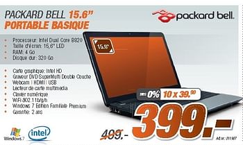 Promotions Packard bell 15.6 portable basique - Packard Bell - Valide de 27/08/2012 à 09/09/2012 chez Auva
