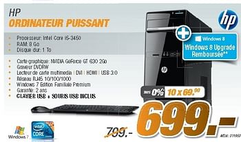 Promotions Hp ordinateur puissant - HP - Valide de 27/08/2012 à 09/09/2012 chez Auva