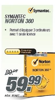 Promotions Symantec norton 360 - Symantec - Valide de 27/08/2012 à 09/09/2012 chez Auva