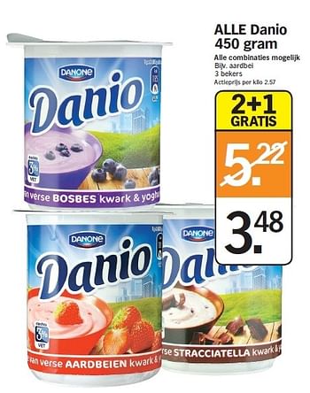 Promoties Alle danio 450 gram - Danone - Geldig van 27/08/2012 tot 02/09/2012 bij Albert Heijn