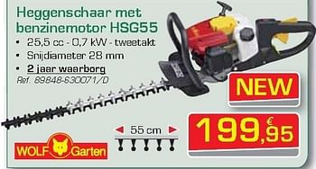 Promoties Heggenschaar met benzinemotor hsg55 - Wolf Garten - Geldig van 27/08/2012 tot 22/09/2012 bij Group Meno