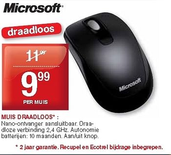 Promotions Muis draadloos - Microsoft - Valide de 29/08/2012 à 04/09/2012 chez Trafic