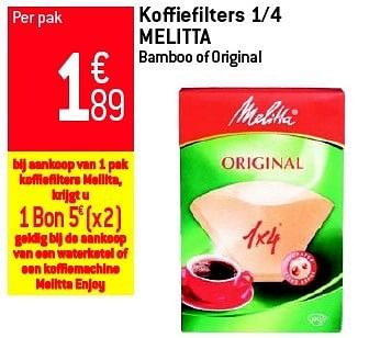 Promotions Koffiefilters 1-4 melitta - Melitta - Valide de 29/08/2012 à 04/09/2012 chez Match Food & More