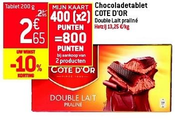 Promotions Chocoladetablet cote d`or - Cote D'Or - Valide de 29/08/2012 à 04/09/2012 chez Match Food & More