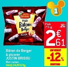 Promoties Bâton de berger à picorer justin bridou - Justin Bridou - Geldig van 29/08/2012 tot 04/09/2012 bij Match
