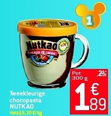 Promoties Tweekleurige chocopasta nutkao - Nutkao - Geldig van 29/08/2012 tot 04/09/2012 bij Match