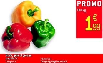 Promoties Rode, gele of groene paprika`s - Huismerk - Match - Geldig van 29/08/2012 tot 04/09/2012 bij Match