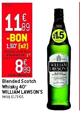 Promotions Blended scotch whisky william lawson`s - William Lawson's - Valide de 29/08/2012 à 04/09/2012 chez Smatch