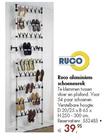 etiquette Buigen postzegel Ruco Ruco aluminium schoenenrek - Promotie bij Colruyt