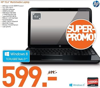 Promoties Hp 15.6 multimedia laptop - HP - Geldig van 31/08/2012 tot 09/09/2012 bij Aksioma