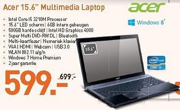 Promotions Acer 15.6 multimedia laptop - Acer - Valide de 31/08/2012 à 09/09/2012 chez Aksioma
