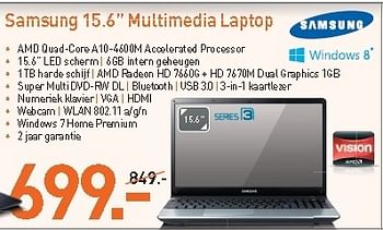 Promotions Samsung 15.6 multimedia laptop - Samsung - Valide de 31/08/2012 à 09/09/2012 chez Aksioma