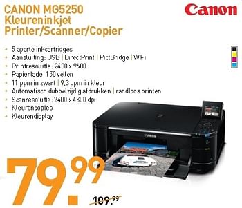 Promoties Canon mg5250 kleureninkjet - Canon - Geldig van 31/08/2012 tot 09/09/2012 bij Aksioma