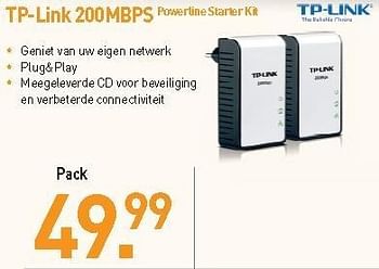 Promoties Tp-link 200mbps powerline starter kit - TP-LINK - Geldig van 31/08/2012 tot 09/09/2012 bij Aksioma