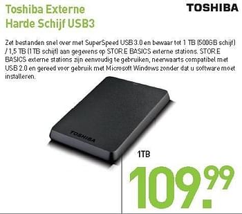 Promoties Toshiba externe harde schijf usb3 - Toshiba - Geldig van 31/08/2012 tot 09/09/2012 bij Aksioma