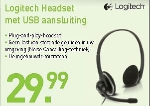 Promotions Logitech headset met usb aansluiting - Logitech - Valide de 31/08/2012 à 09/09/2012 chez Aksioma