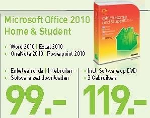 Promoties Microsoft office 2010 home + student - Microsoft - Geldig van 31/08/2012 tot 09/09/2012 bij Aksioma