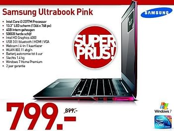 Promoties Samsung ultrabook pink - Samsung - Geldig van 31/08/2012 tot 09/09/2012 bij PC Center