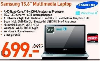 Promoties Samsung 15.6 multimedia laptop - Samsung - Geldig van 31/08/2012 tot 09/09/2012 bij PC Center