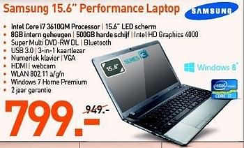 Promoties Samsung 15.6 performance laptop - Samsung - Geldig van 31/08/2012 tot 09/09/2012 bij PC Center