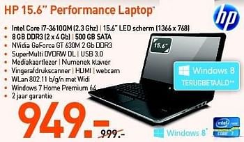 Promoties Hp 15.6 performance laptop - HP - Geldig van 31/08/2012 tot 09/09/2012 bij PC Center