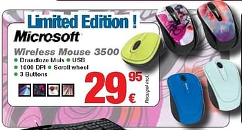 Promotions Microsoft wireless mouse 3500 - Microsoft - Valide de 01/09/2012 à 30/09/2012 chez ElectronicPartner