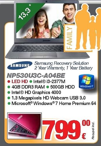 Promoties Samsung np530u3c-a04be - Samsung - Geldig van 01/09/2012 tot 30/09/2012 bij ElectronicPartner