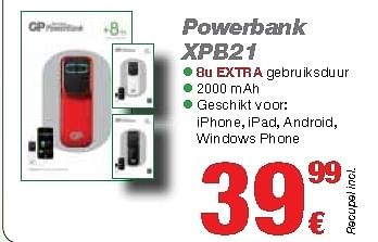 Promotions Gp powerbank xpb21 - GP Batteries - Valide de 01/09/2012 à 30/09/2012 chez ElectronicPartner