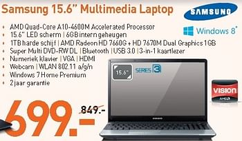 Promotions Samsung 15.6 multimedia laptop - Samsung - Valide de 01/09/2012 à 30/09/2012 chez CBM ICT Solutions