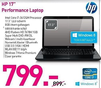 Promotions Hp 17 performance laptop - HP - Valide de 01/09/2012 à 30/09/2012 chez CBM ICT Solutions