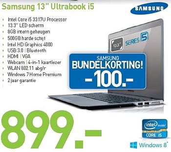 Promoties Samsung 13 ultrabook i5 - Samsung - Geldig van 01/09/2012 tot 30/09/2012 bij CBM ICT Solutions