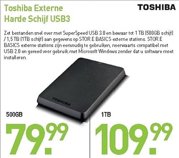Promoties Toshiba externe harde schijf usb3 - Toshiba - Geldig van 01/09/2012 tot 30/09/2012 bij CBM ICT Solutions