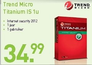 Promotions Trend micro titanium is 1u - Trend Micro  - Valide de 01/09/2012 à 30/09/2012 chez CBM ICT Solutions