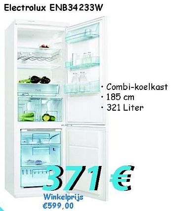 Promoties Electrolux enb34233w combi-koelkast - Electrolux - Geldig van 01/09/2012 tot 30/09/2012 bij Elektro Koning