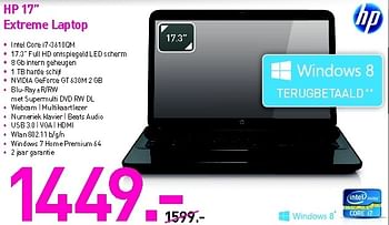 Promoties Hp 17 extreme laptop - HP - Geldig van 03/09/2012 tot 30/09/2012 bij VCD