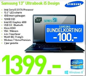 Promoties Samsung 13 ultrabook i5 design - Samsung - Geldig van 03/09/2012 tot 30/09/2012 bij VCD