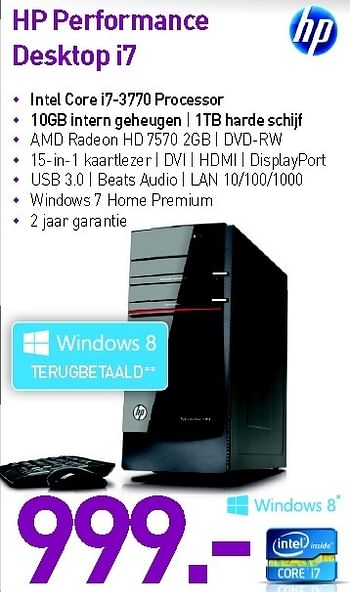 Promotions Hp performance desktop i7 - HP - Valide de 03/09/2012 à 30/09/2012 chez VCD