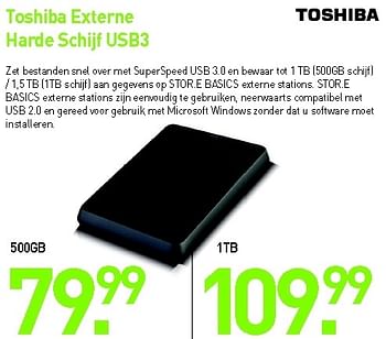 Promoties Toshiba externe harde schijf usb3 - Toshiba - Geldig van 03/09/2012 tot 30/09/2012 bij VCD