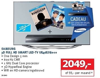 Promoties Samsung 3d full hd smart led-tv ue46es8000 - Samsung - Geldig van 03/09/2012 tot 15/09/2012 bij De Harense Smid