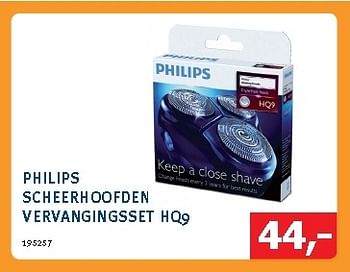 Promoties Philips scheerhoofden vervangingsset hq9 - Philips - Geldig van 03/09/2012 tot 15/09/2012 bij De Harense Smid